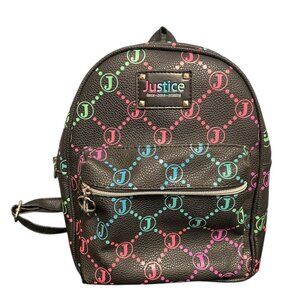 Vintage JUSTICE Girls Mini Signature J Multi Color Backpack Purse *CUTE*